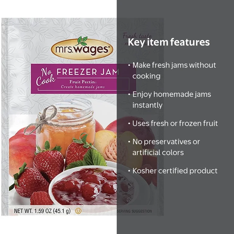 Mrs. Wages, No Cook Freezer Jam, 1.75 oz Packet, Easy Homemade