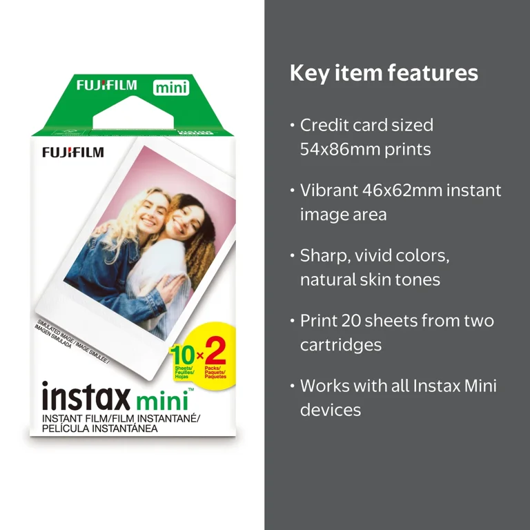 【超特価】FUJIFILM instax mini フィルム 20枚×5パック Fujifilm, Instax Mini Twin Pack Film, 20 Sheets, Credit Card Size