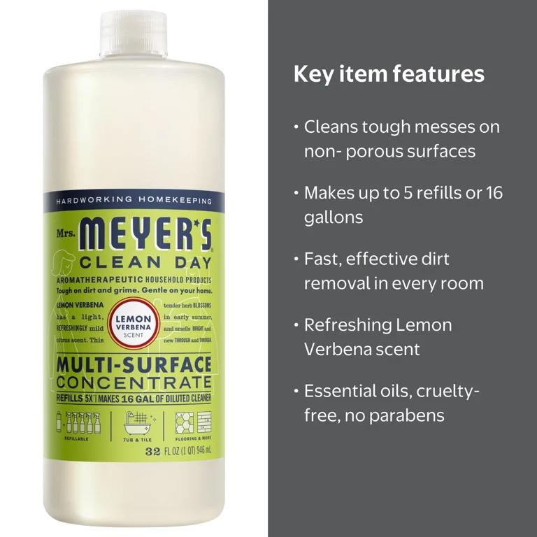 Mrs. Meyer‚Äôs Multi-Surface Cleaner, Lemon Verbena Scent, 32 Fl