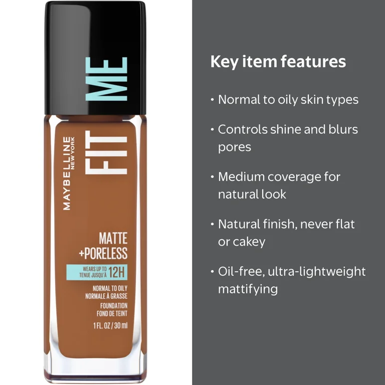 2 pack) Maybelline Fit Me Matte + Poreless Liquid Foundation