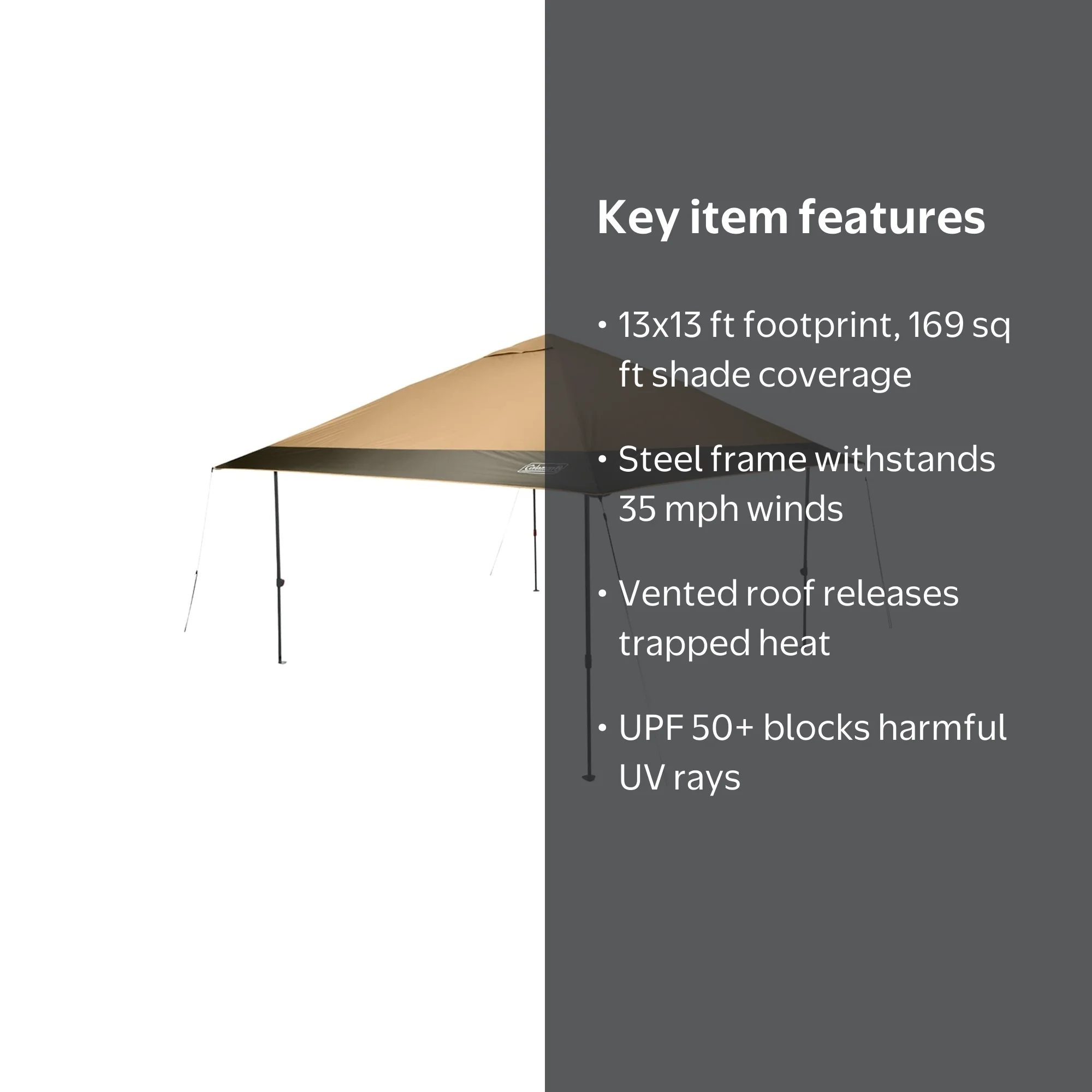 Coleman, Canopy, 13 x 13 ft, Vented Roof UPF 50+ Shade - Walmart.com
