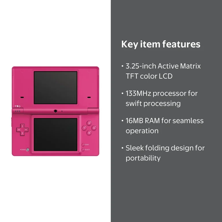 Nintendo DSi Handheld Gaming System, Portable Console in Pink