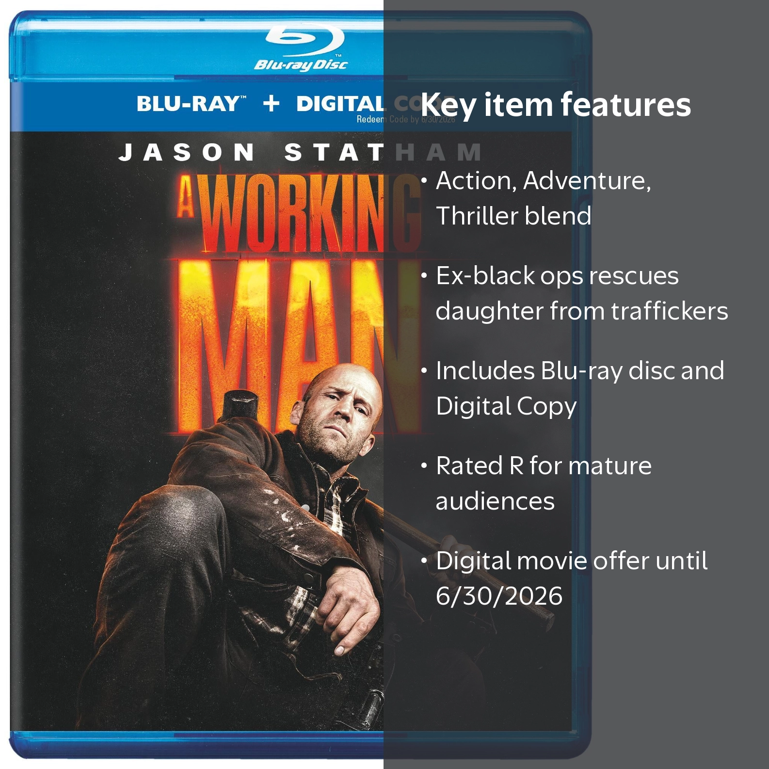 Anderson, Blu-ray A Working Man, Digital Copy, Rated R, Action