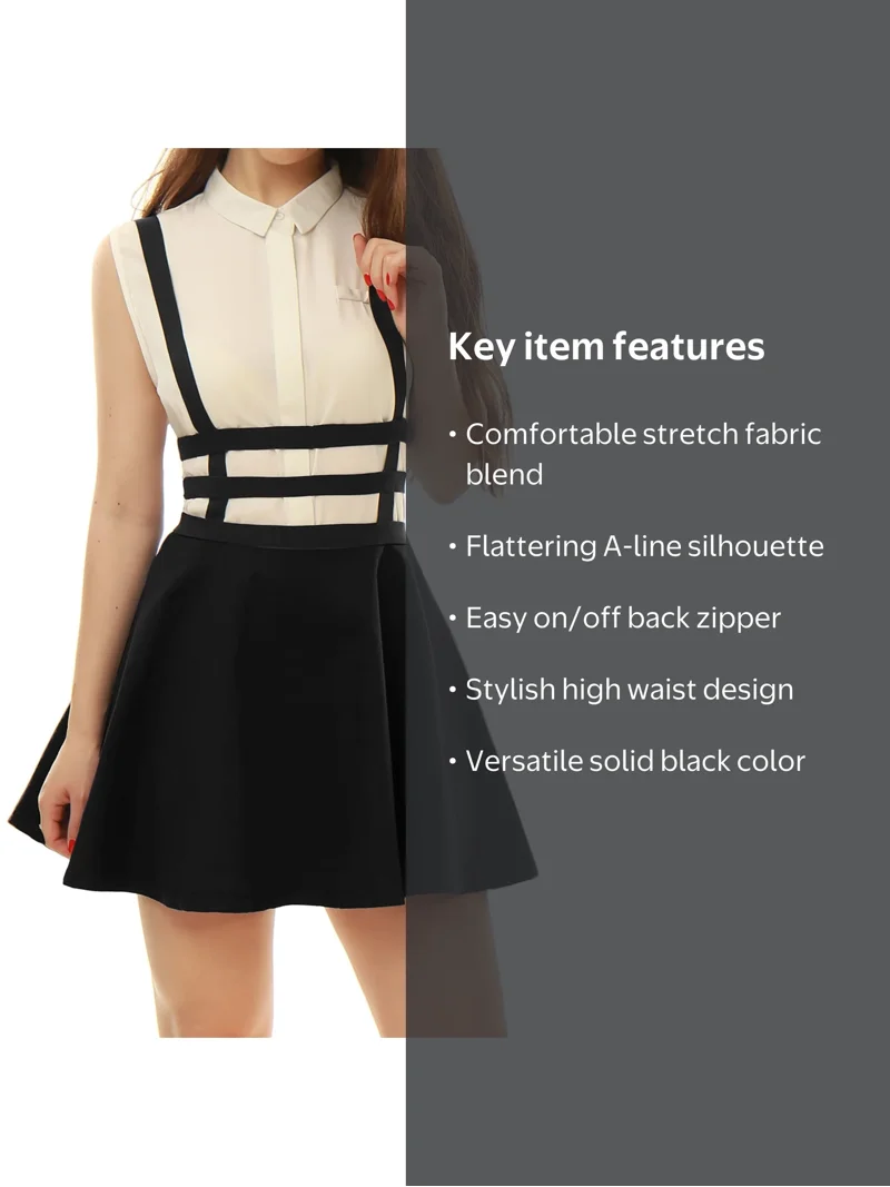 DARING DIVA Women's Elastic High Waist Mini Suspender Skirt XL