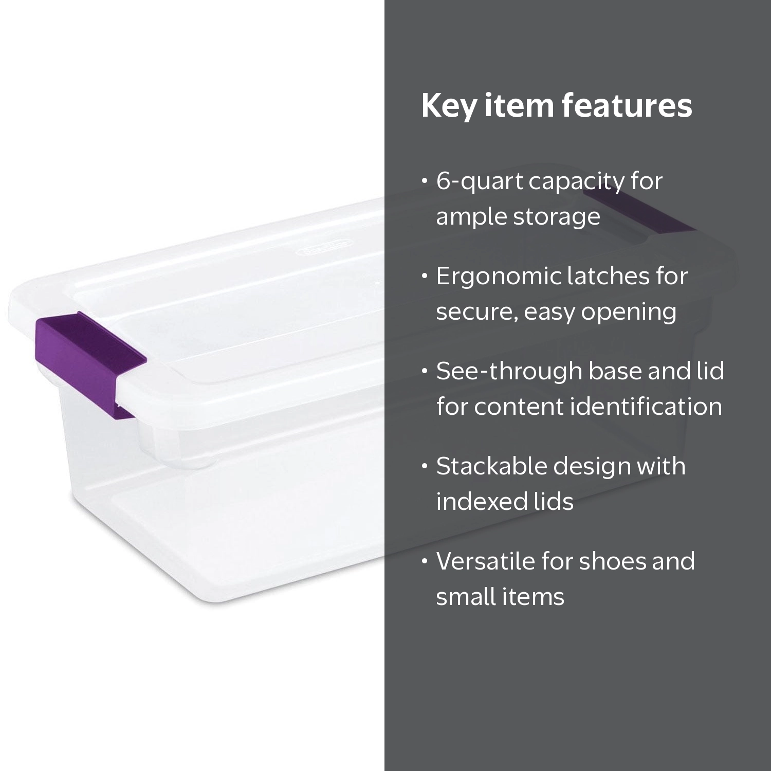 Sterilite, Storage Container, 6 Quarts, ClearView Latch Box