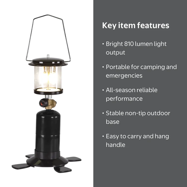 Ozark Trail Propane Lantern 2 Mantle Black with 2200 Lumens