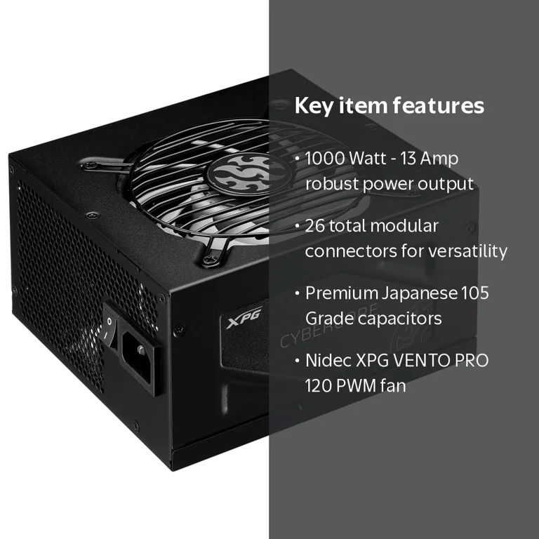 XPG CYBERCORE ATX Modular PSU 1000W 80 Plus Platinum 26 Connectors