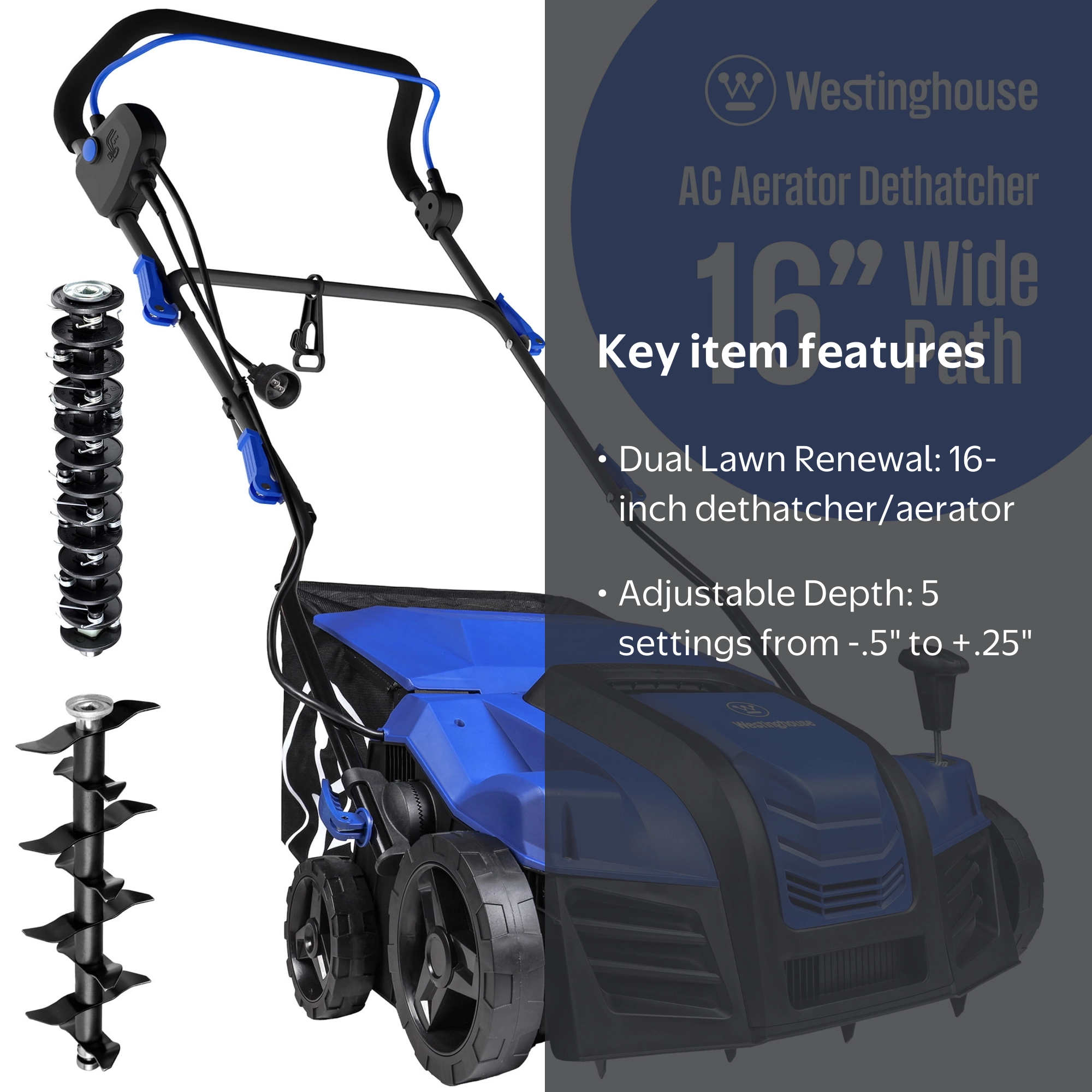 Westinghouse, Electric Dethatcher and Aerator, 16 inch, 15 Amp