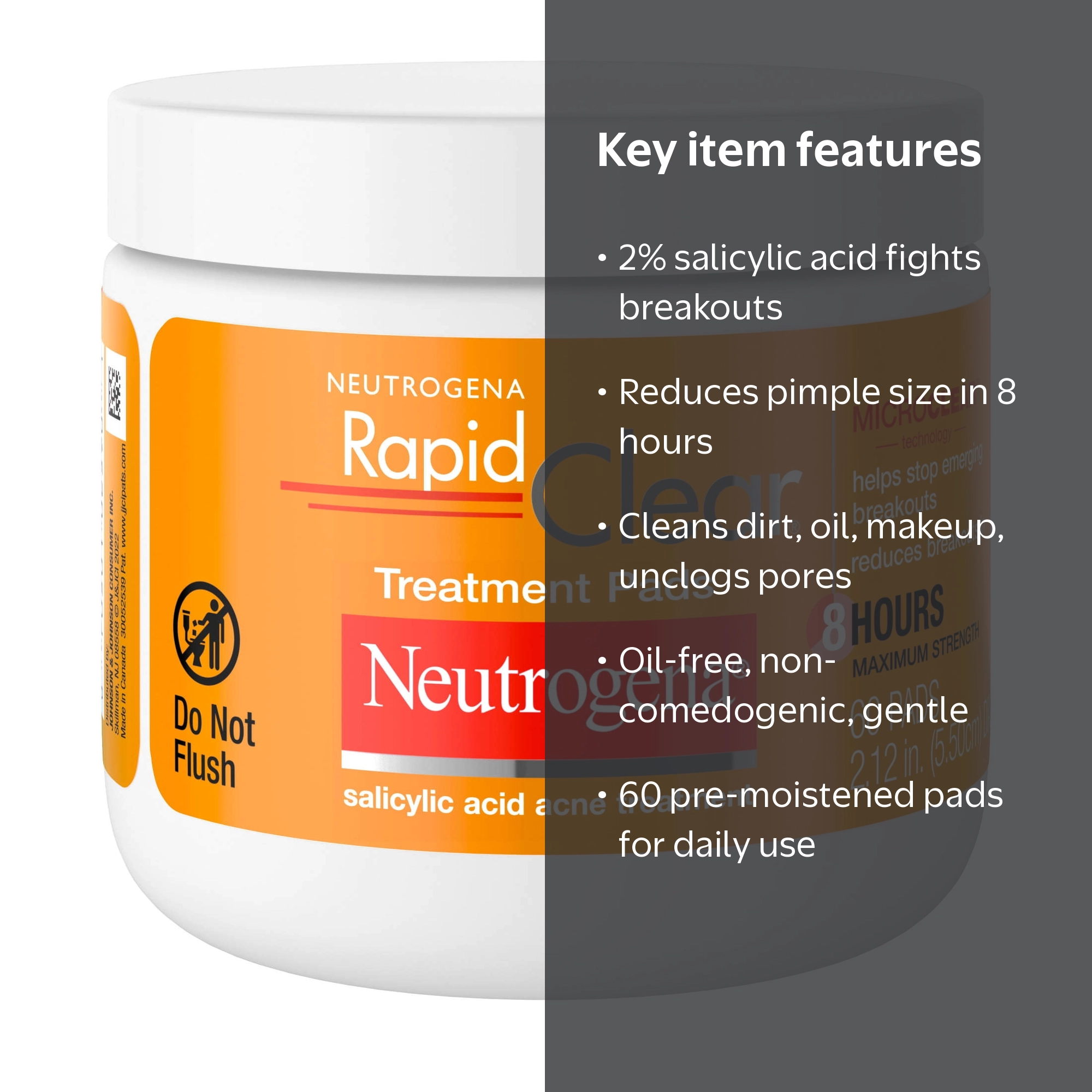 Neutrogena Rapid Clear Acne Treatment Pads, Salicylic Acid Face