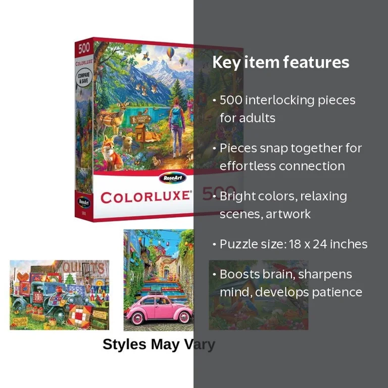 RoseArt Colorluxe 500 Piece Bright Relaxing Jigsaw Puzzle