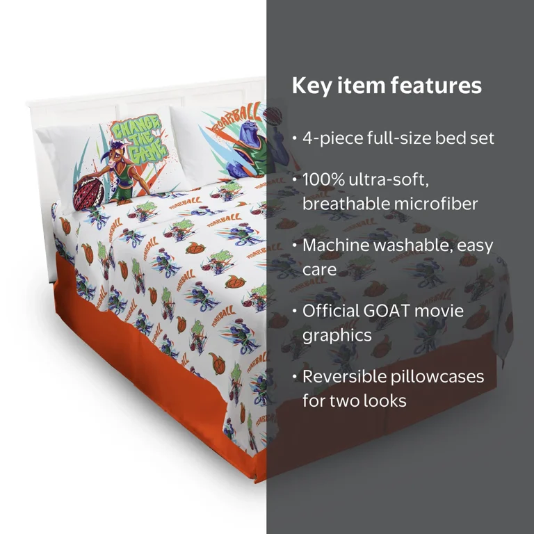 GOAT Movie Kids Full Size 4 Piece Bedding Set - Ultra Soft