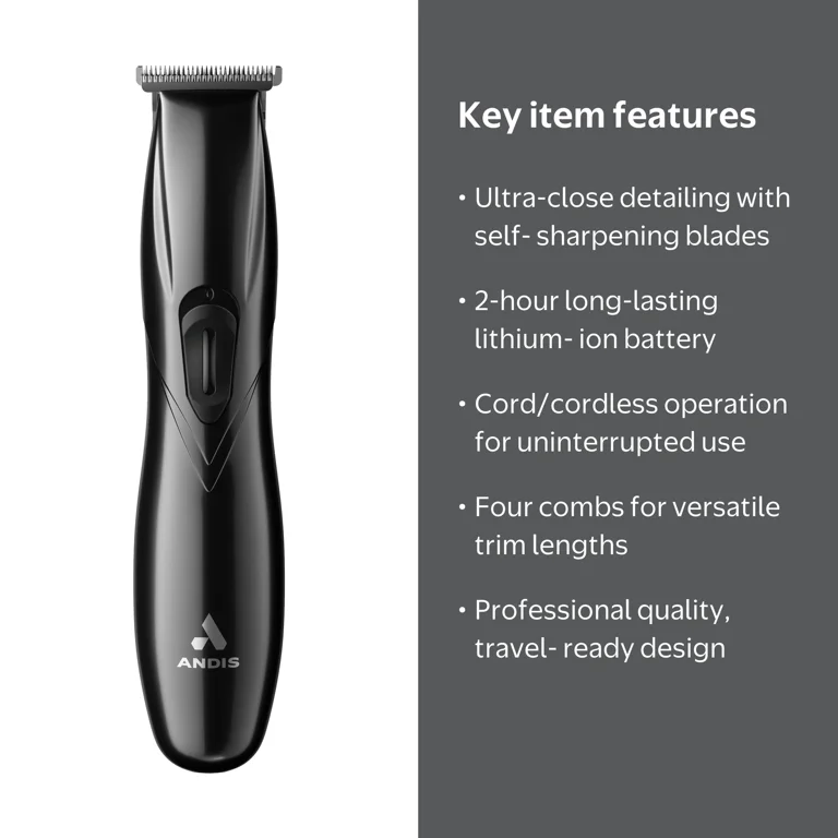 Andis, T-Blade Cordless Hair & Beard Trimmer, Slimline Pro Li