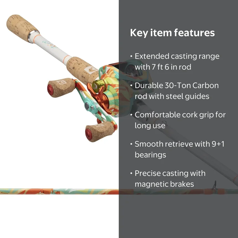 7 6 baitcasting rods Casting Rod: 7'6 Medium Snyper Precision HANDLE LENGTH ProFISHiency Krazy Baitcast Combo