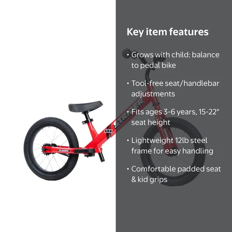 Strider, Balance Bike, 14x Classic, Red for Kids 3 to 6 - Walmart.com