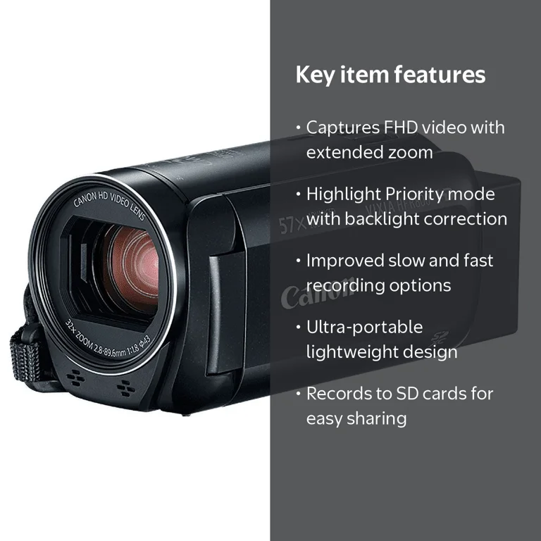 Canon VIXIA HF R800 FHD 3.28MP Camcorder, Black - Walmart.com