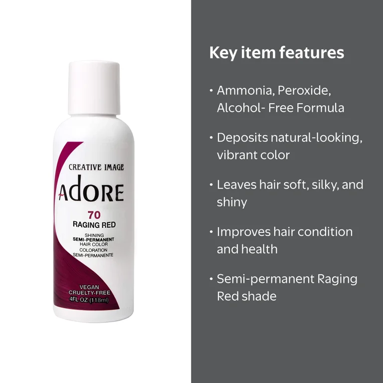 Adore Semi-Permanent Hair Color #070 Raging Red, 4 oz - Walmart.com