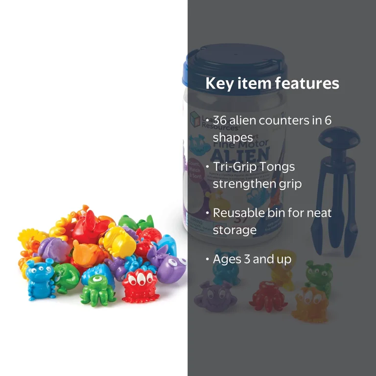 Learning Resources Grab & Sort Fine Motor Alien Counters Math