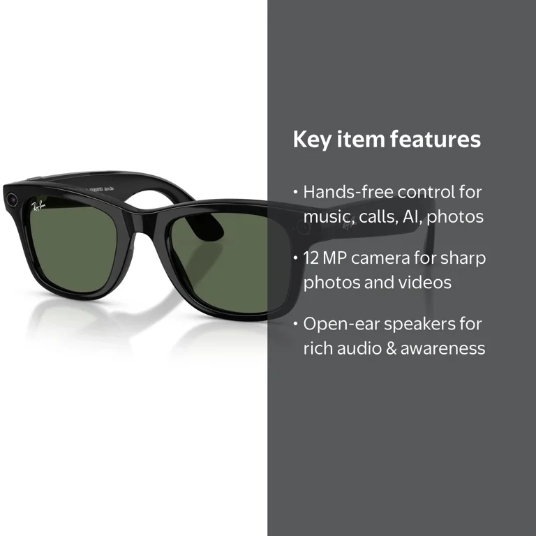 Ray-Ban Unisex Size 50 AI Smart Meta Wayfarer Gen 2 Glasses with