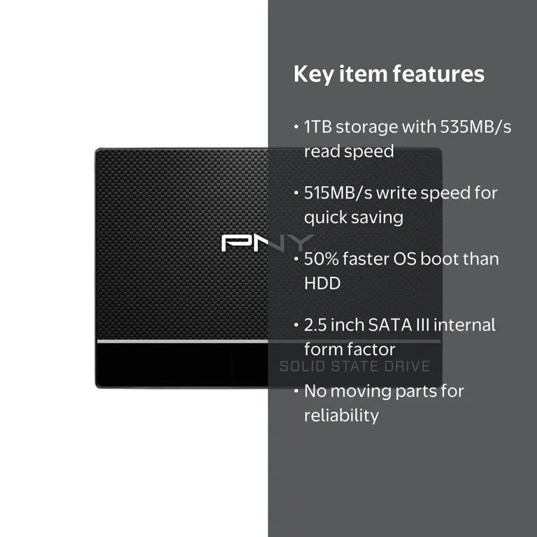 PNY, SATA Internal SSD, CS900 1TB, Up to 535MB/s Read - Walmart.com