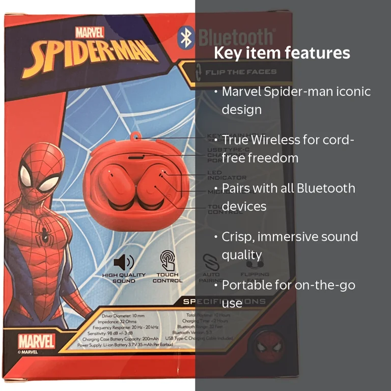 Marvel Spider-man Bluetooth True Wireless Earbuds - Walmart.com