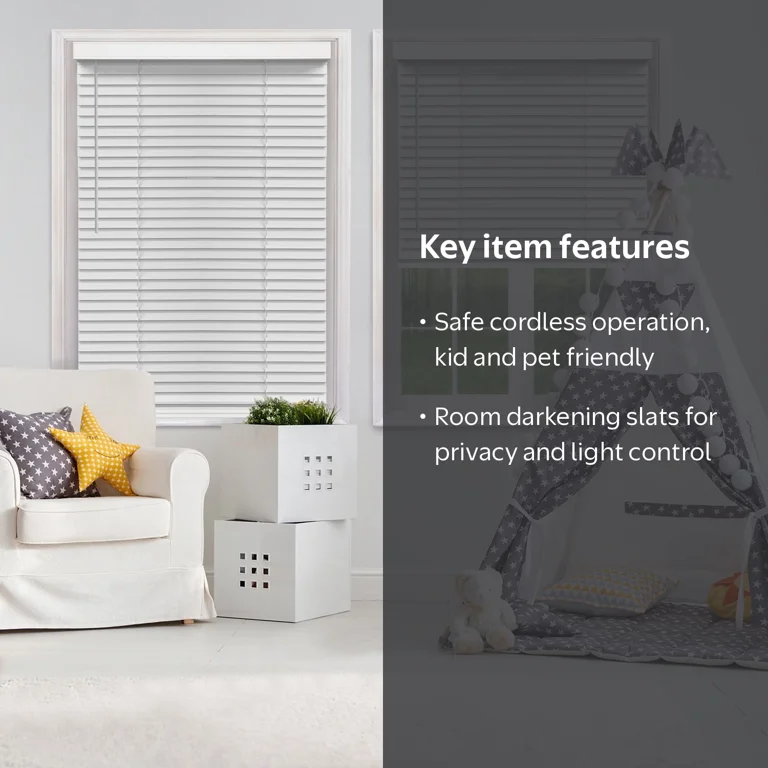 Free Shipping! Richfield Studios Cordless Faux Wood Blinds White 2