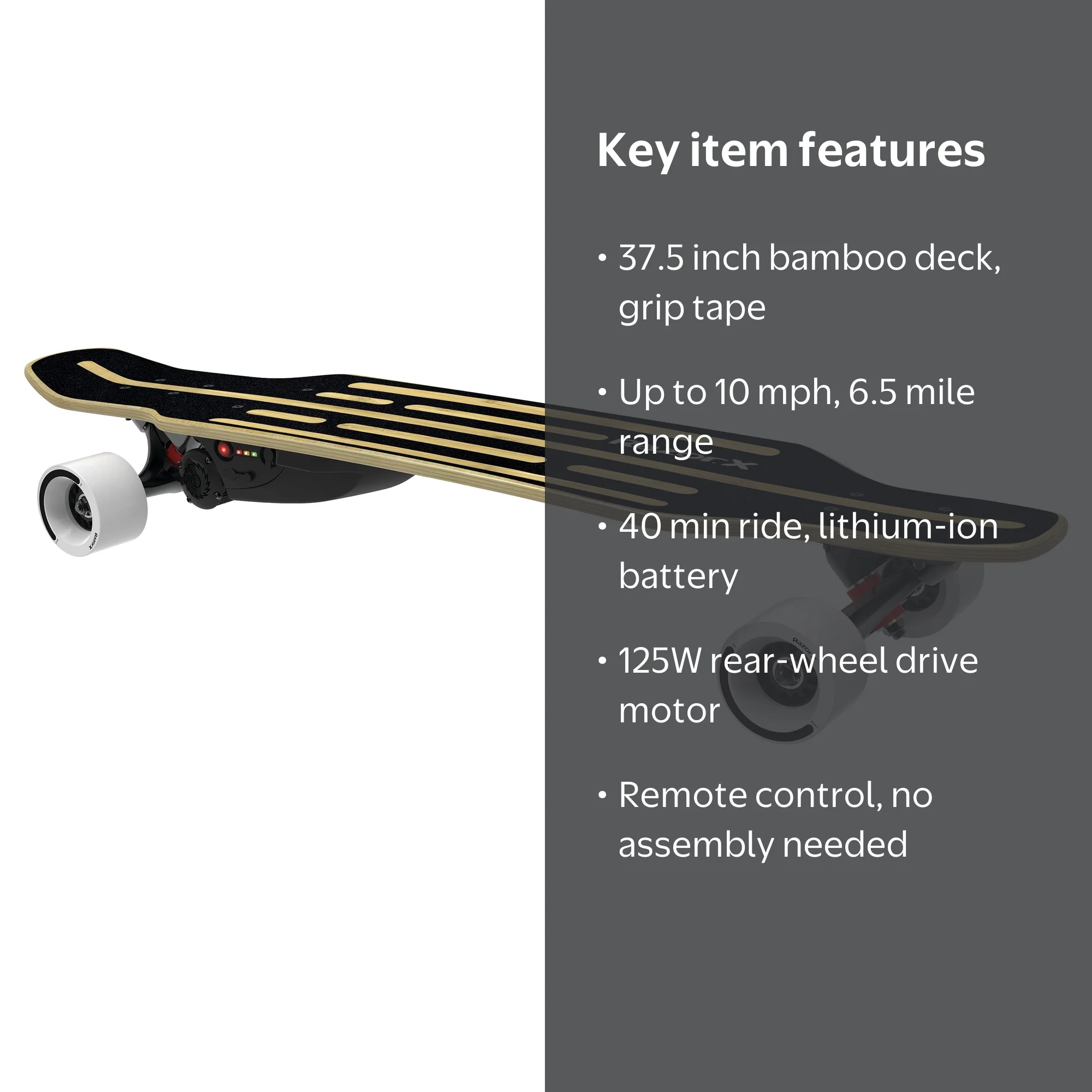 Electric Skateboard 本体 Razor X Longboard - Black, Electric Skateboard, Up to 10 mph, for