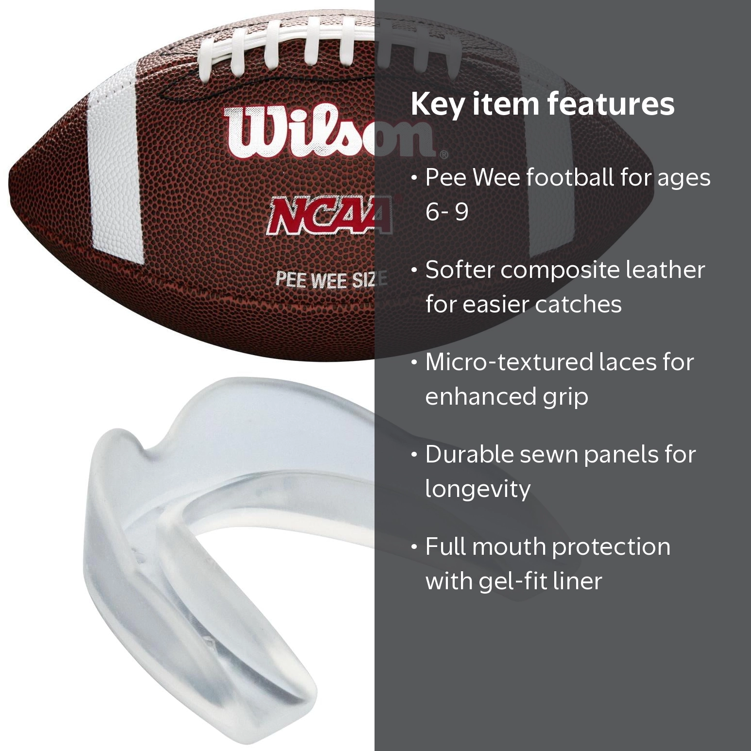 Wilson NCAA Red Zone Composite Football, Size Pee Wee Ages 6-9 +