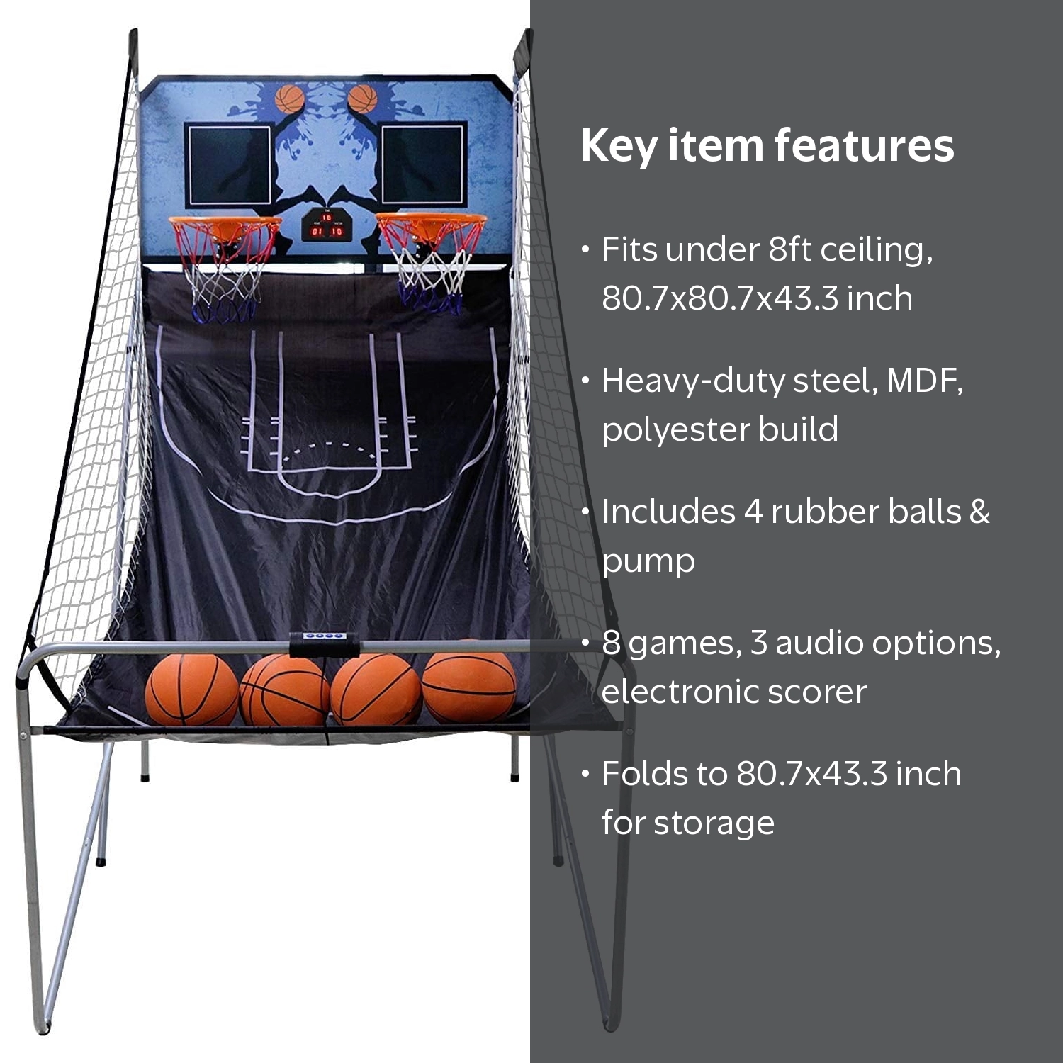 ZenStyle, Basketball Arcade Game Set, Dual Hoops with 4 Balls