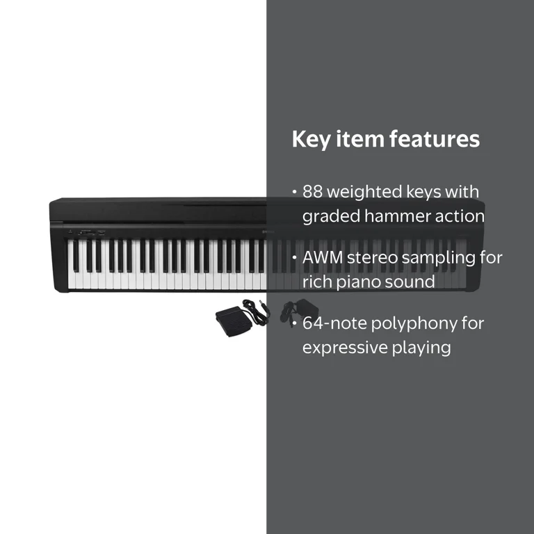 Yamaha P45, 88-Key Weighted Action Digital Piano with Sustain