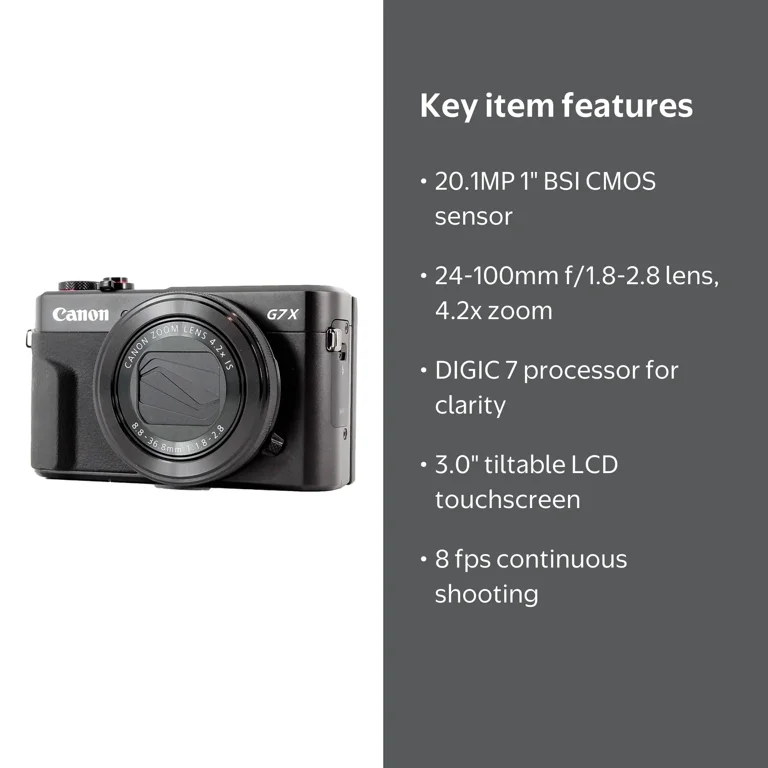 Canon, PowerShot G7 X Mark II Digital Camera, Black - Walmart.com