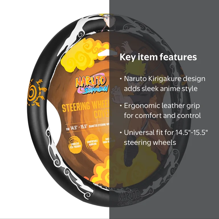 Naruto Shippuden Car Steering Wheel Cover, 15 Inch Anime Steering