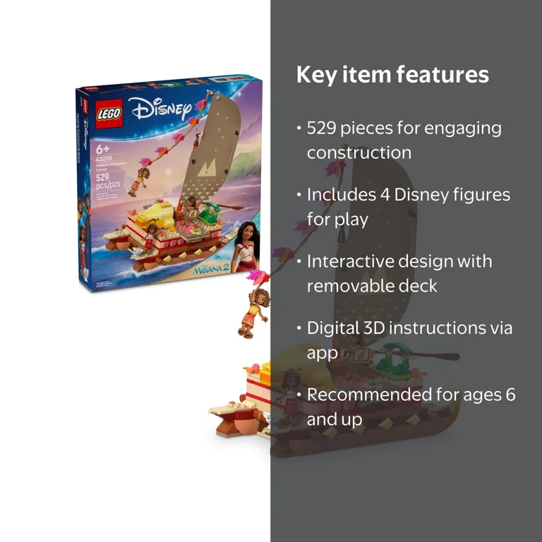 LEGO, Disney Moana's Adventure Canoe, 43270, 529 Pieces - Walmart.com