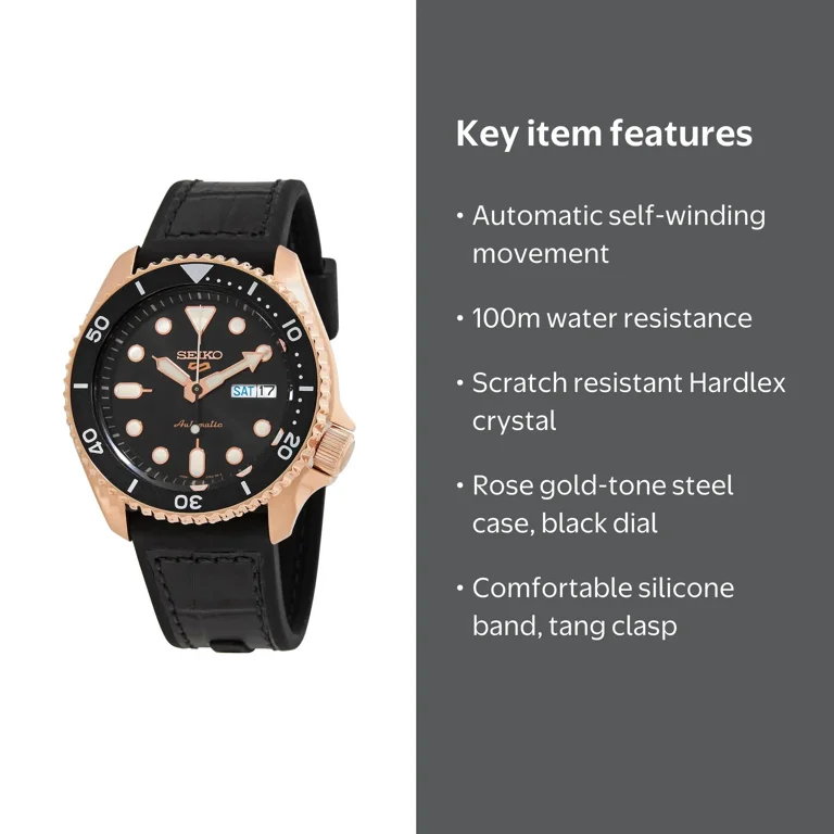 Seiko 5 Sports Men's Watch SRPD76K1, Automatic, Rose Gold-Tone