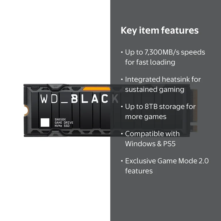 WD BLACK, NVMe SSD, 2TB SN850X, Internal Gaming Drive with