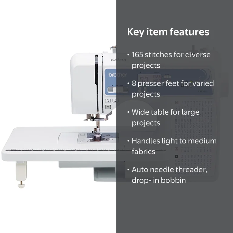 Brother, Sewing and Quilting Machine, LCD, Wide Table, 8 Sewing