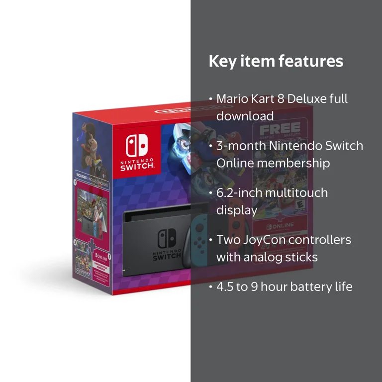 Nintendo Switch Console, Mario Kart 8 Deluxe, 32GB, 2 Joy-Con