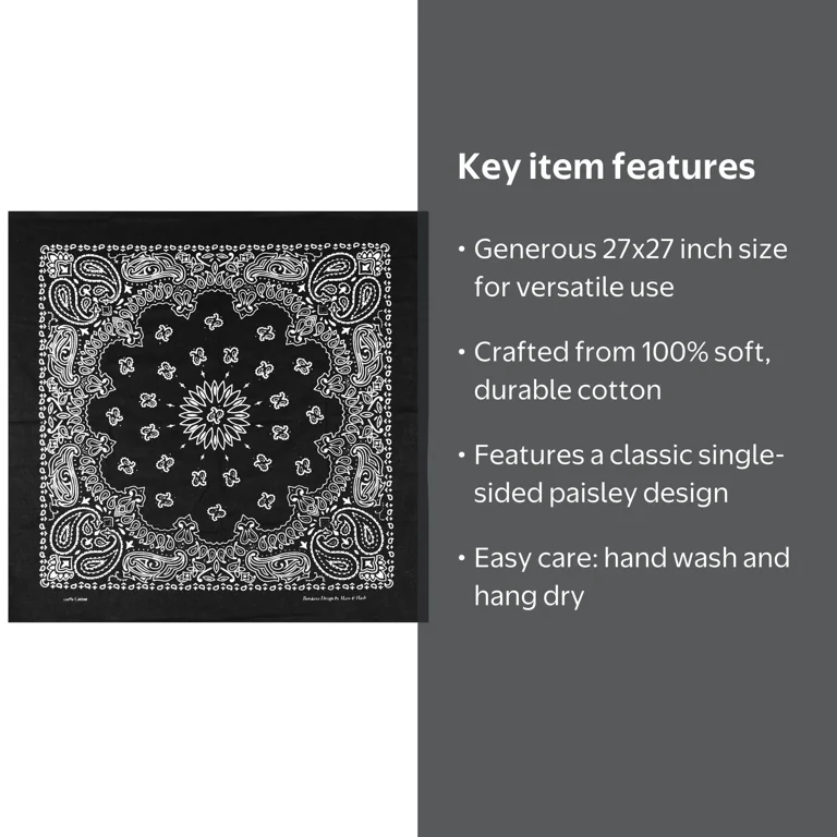 Mato & Hash Large 27 x 27 Cotton Bandanas | Versatile Biker Rags
