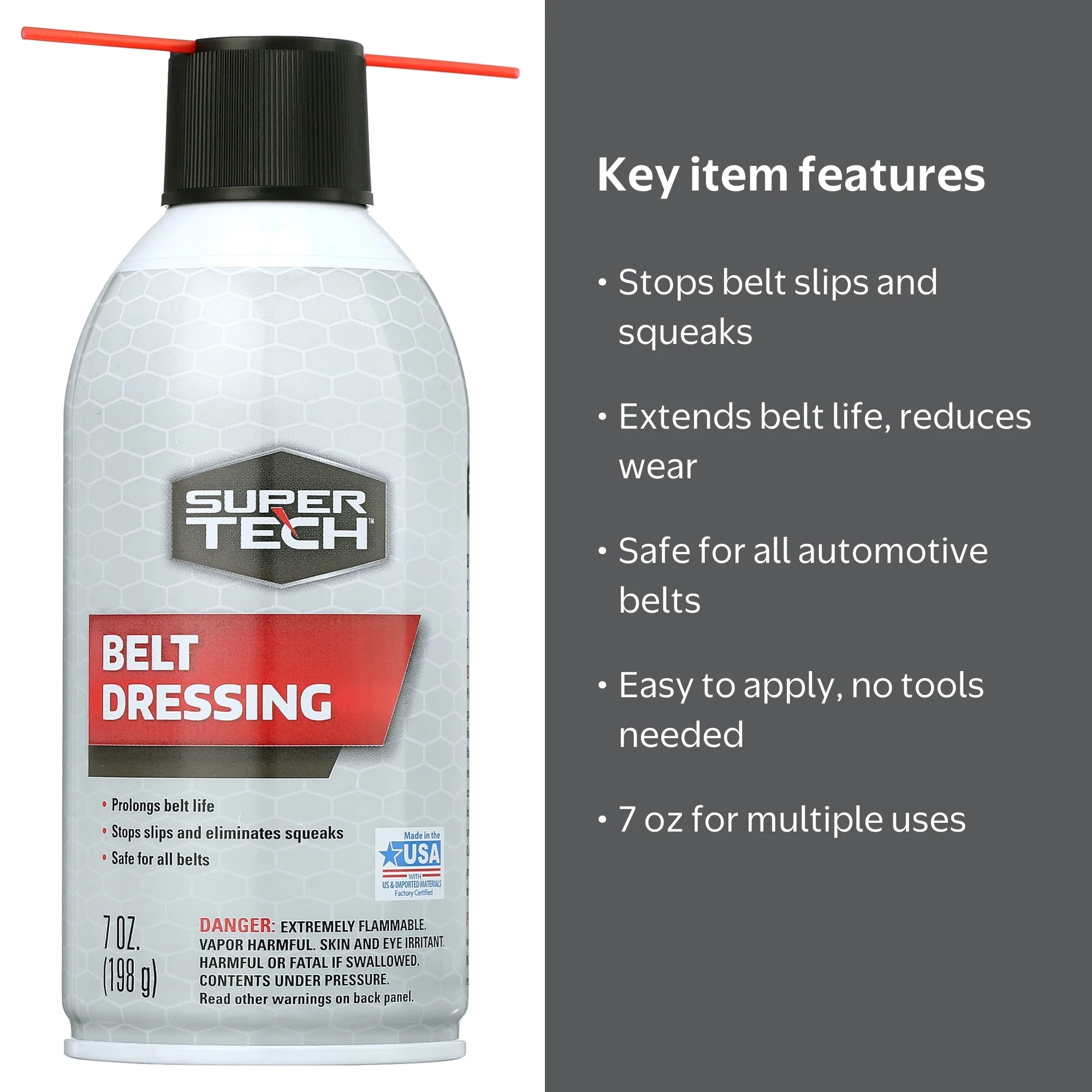 Super Tech Belt Dressing 7 oz for Automotive and Small Engine Belts  Prevents Slips and Squeaks - Walmart.com