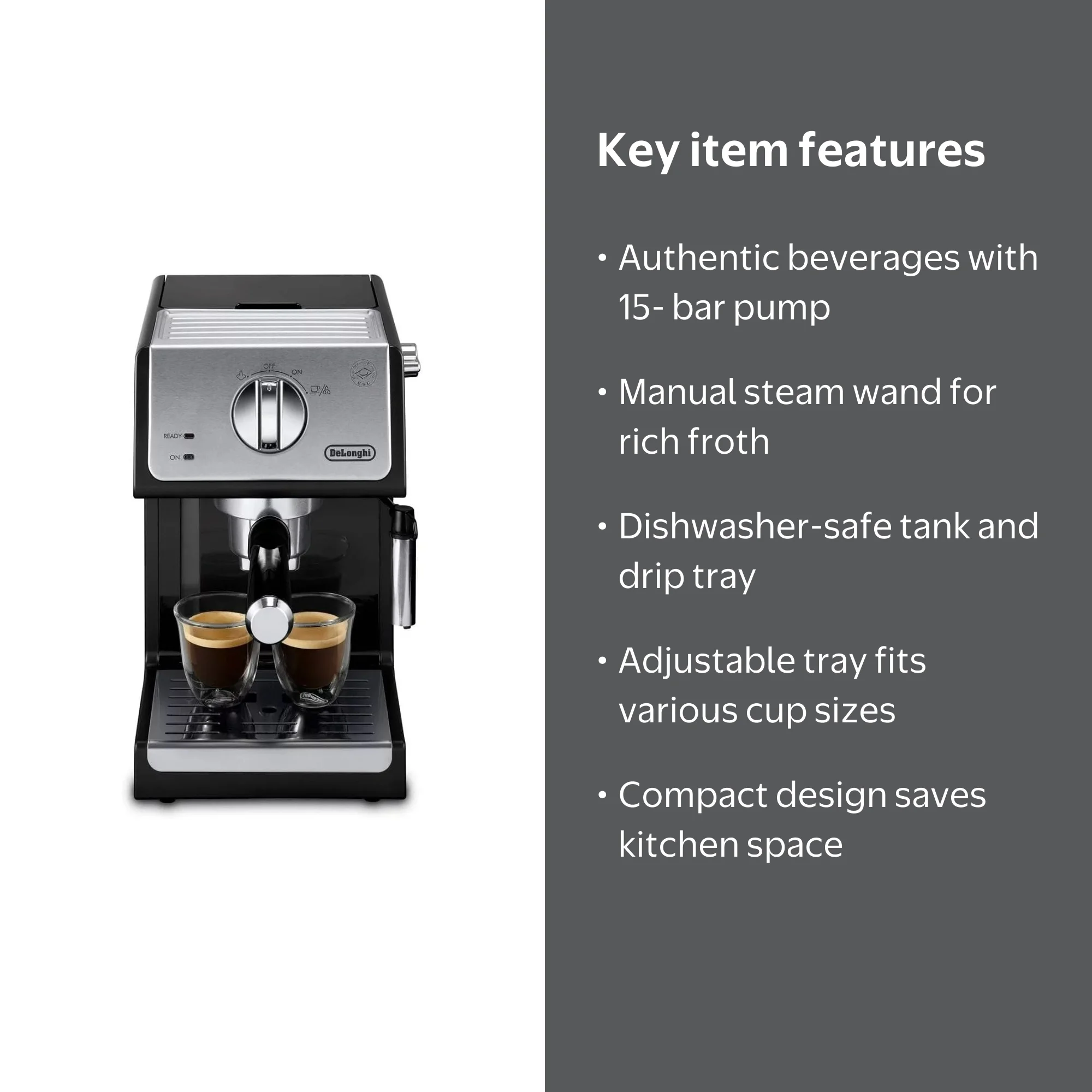 De'Longhi, Espresso and Cappuccino Machine, ECP3220, 15-Bar Pump