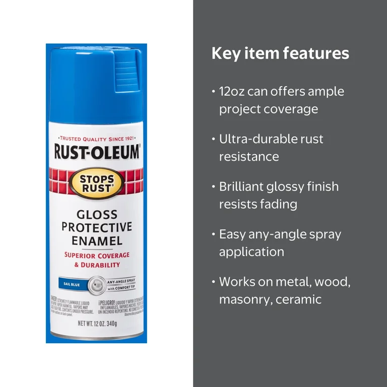 Rust-Oleum, Spray Paint, 7724830, Sail Blue Gloss Protective