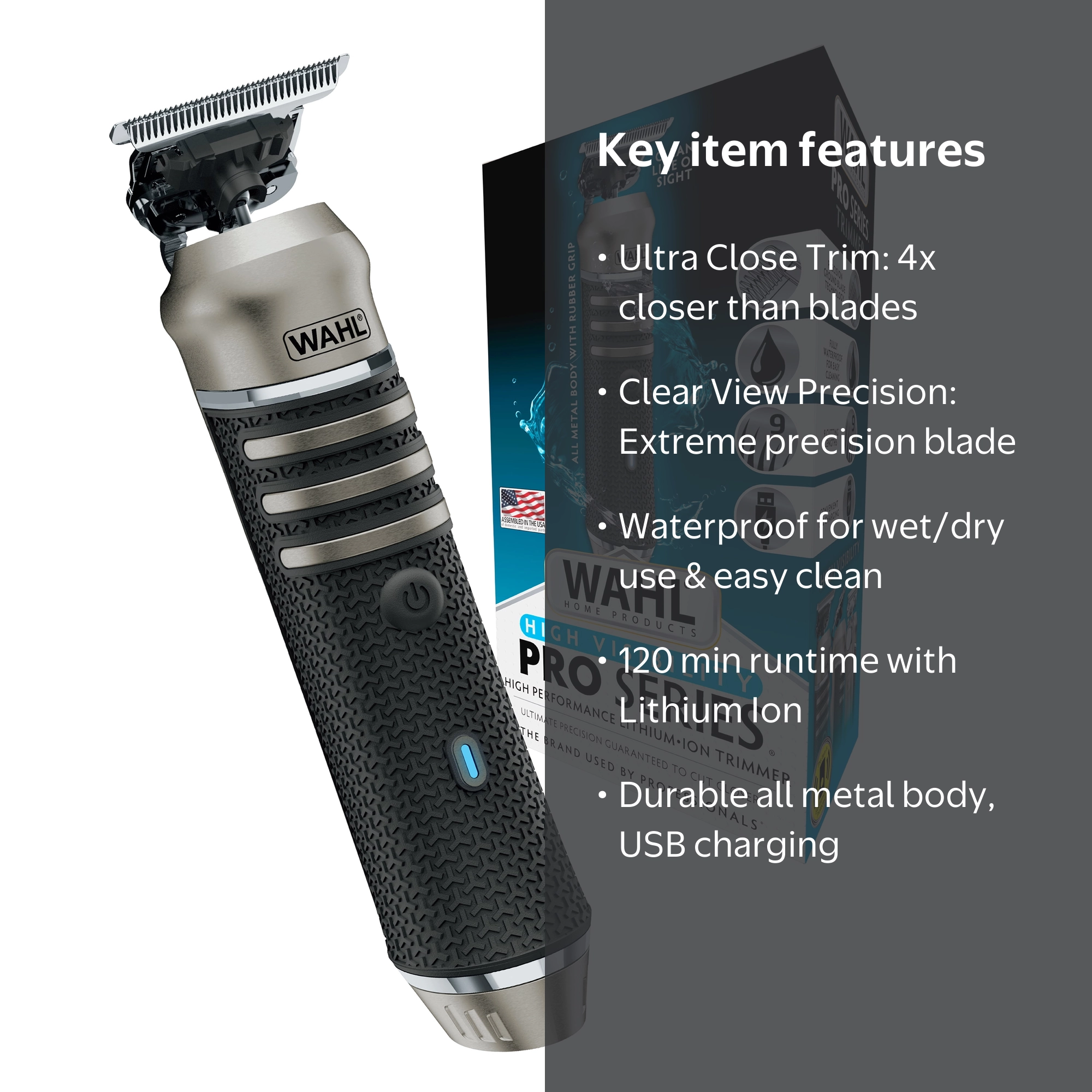 Wahl High Visibility All Metal Lithium Rechargeable Trimmer
