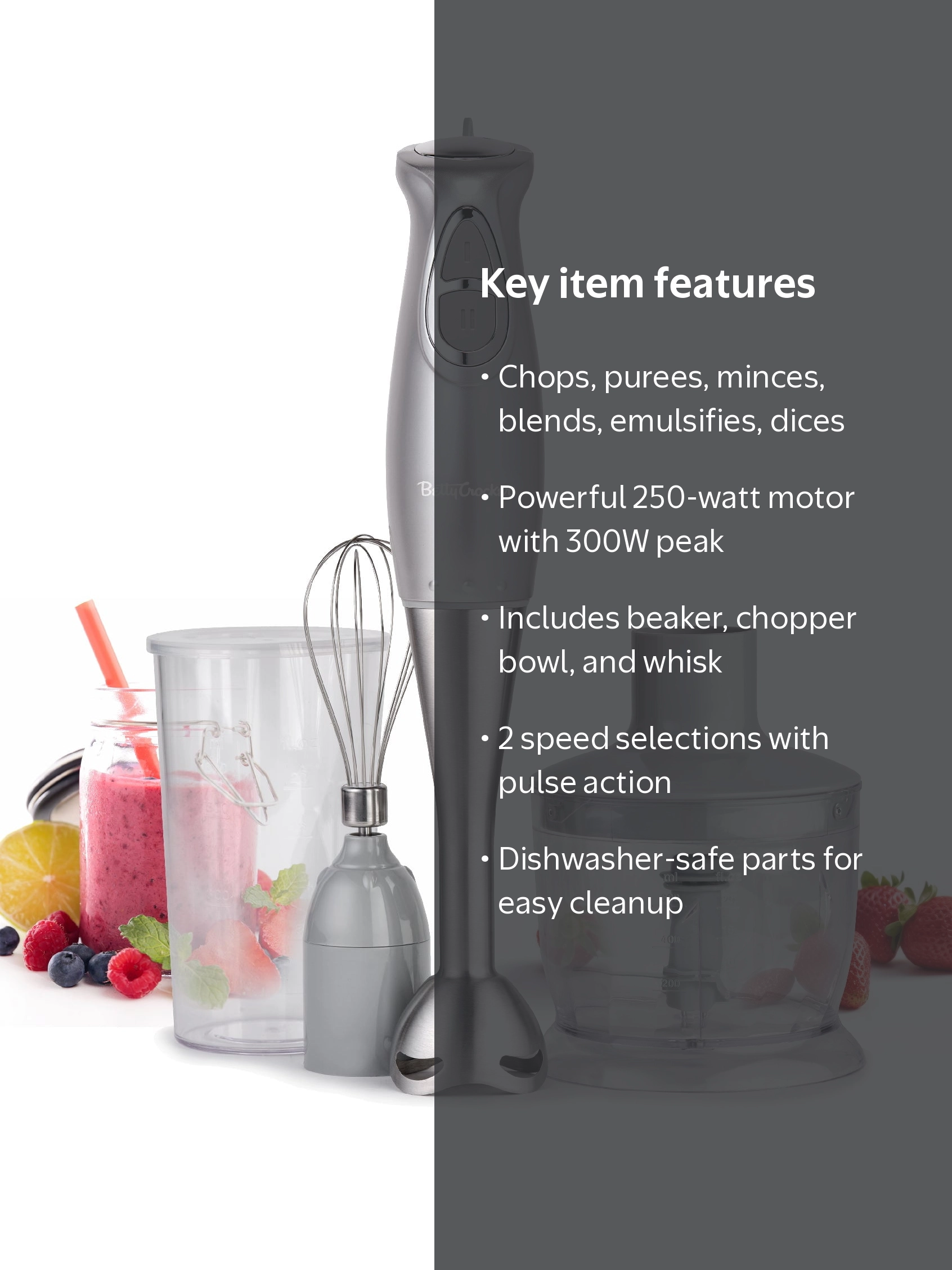 betty Betty Crocker 2-Speed Corded Electric Hand Blender with Beaker