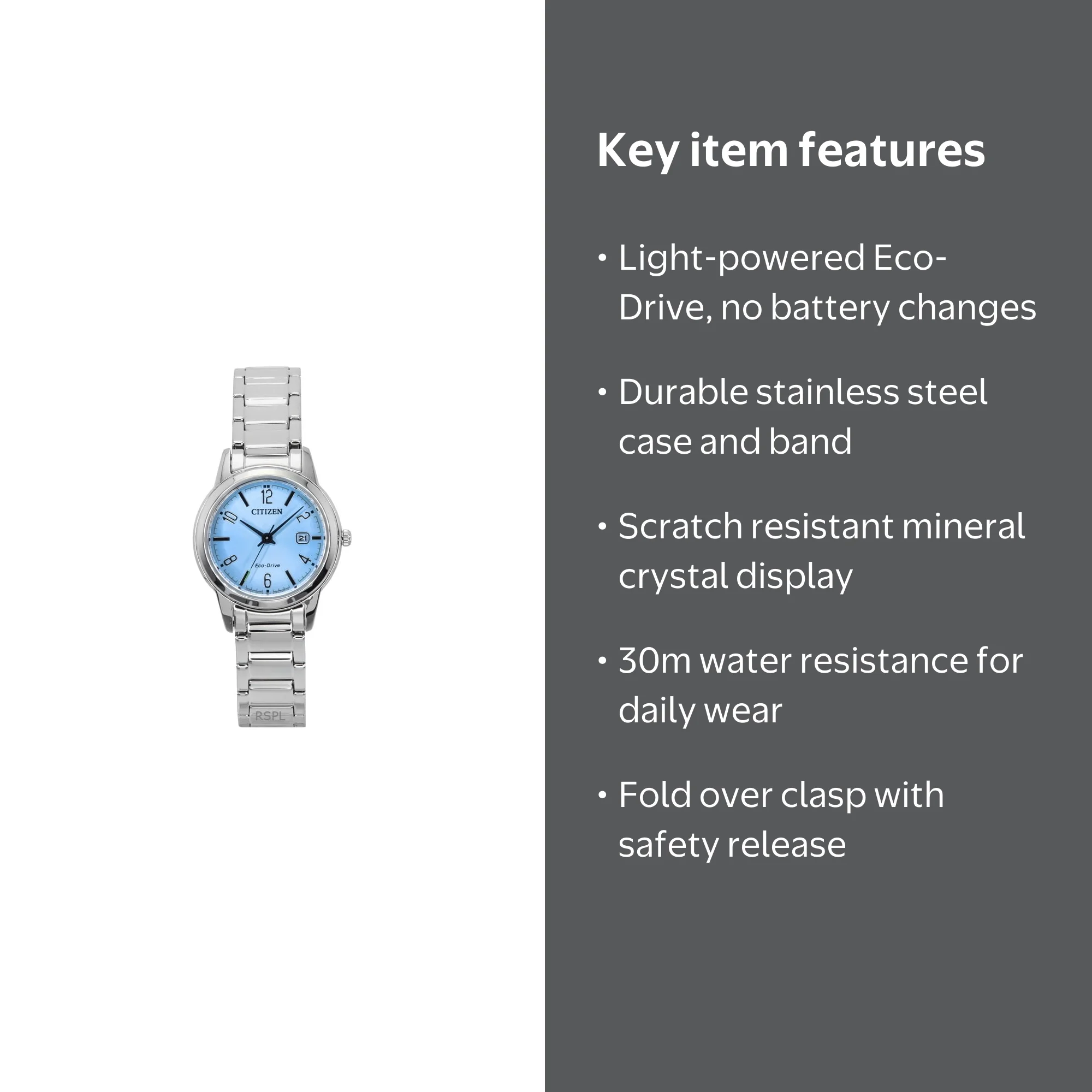 CITIZEN, Women's Watch, FE1241-71L, Light Blue Dial Stainless