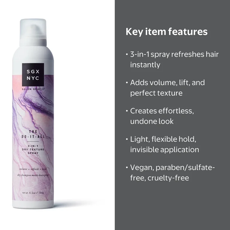 SGX NYC Do-It-All 3-in-1 Texture Spray, Lift Volume, for All Hair