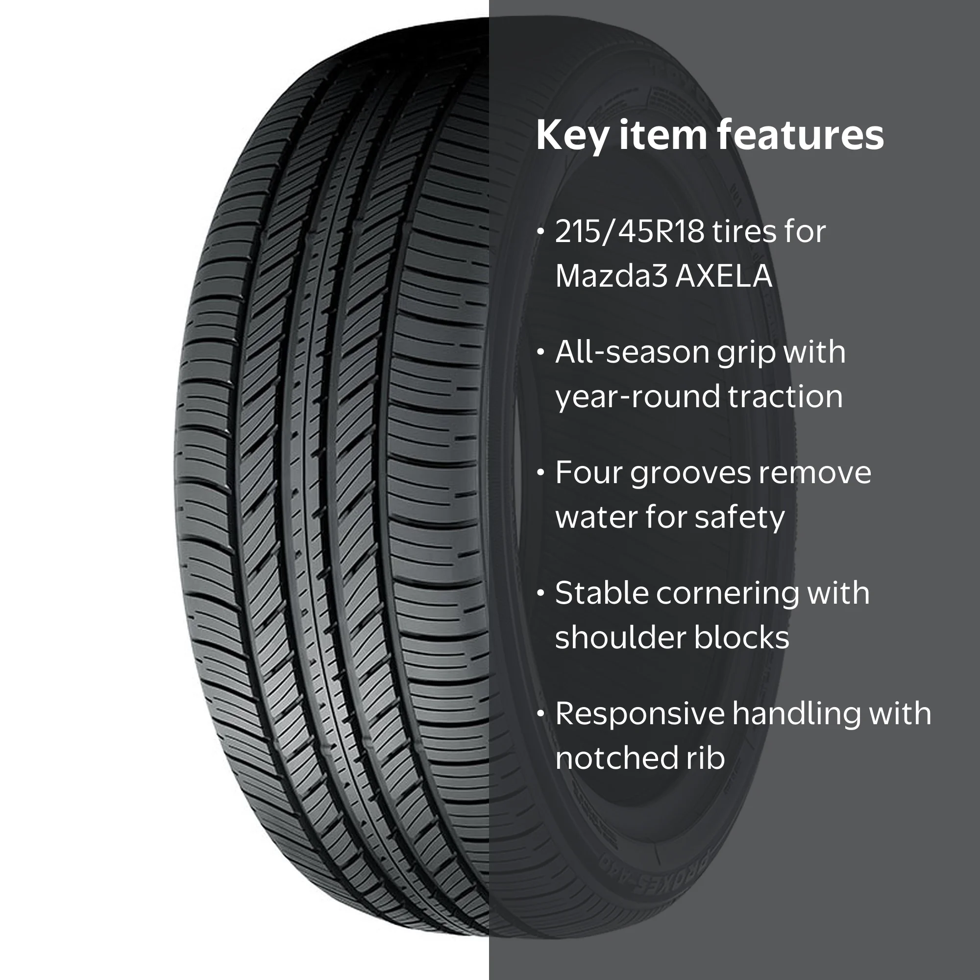 TOYO PROXES A40 All Season Tire 215/45R18 89V B 300 A A BW Fits