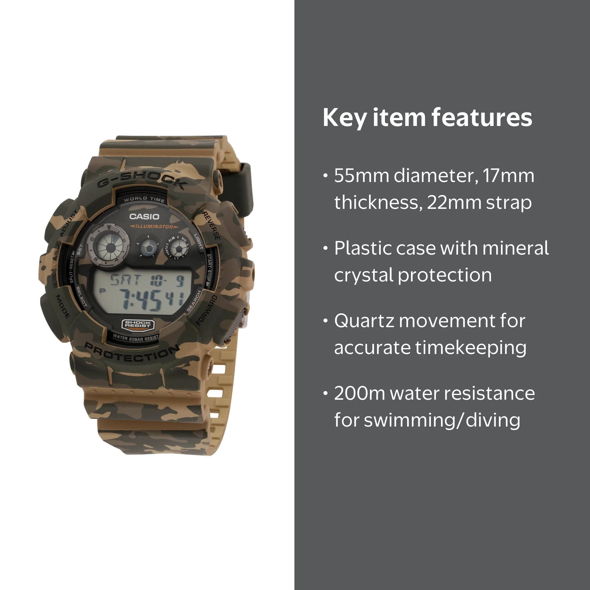 Casio G-Shock Quartz Movement Digital Dial Men's Watch GD-120CM-5