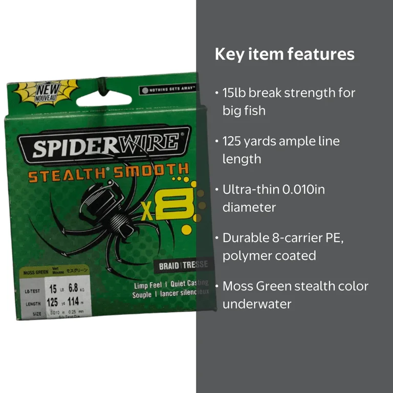 spiderwire braided fishing line SDB40G-3000 DuraBraid 40lb 3000 Yards Moss Green This delivers technology and performance at a value never before seen in superlines SpiderWire Stealth Braid Fishing Line