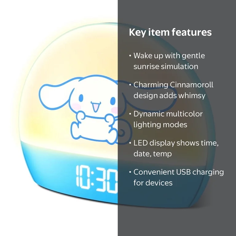 Sanrio Cinnamoroll LEDライト付きドーム型ディスプレイ Hello Kitty, Alarm Clock, Multicolor Sunrise Lights - Walmart.com