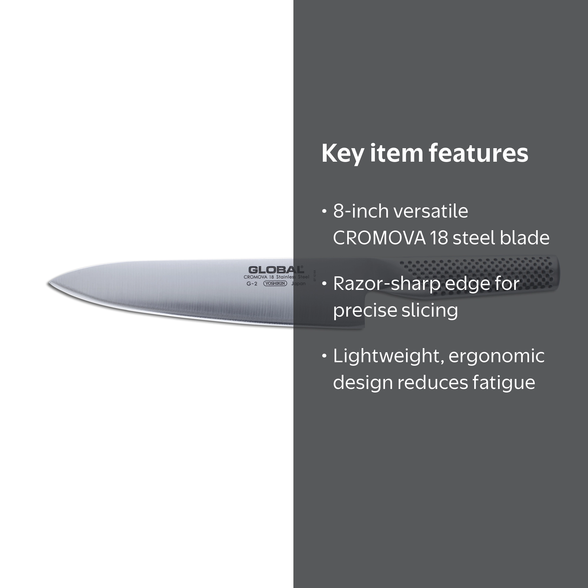 Scanpan Chef's Knife, 8 Inch Razor-Sharp Blade, Silver Finish