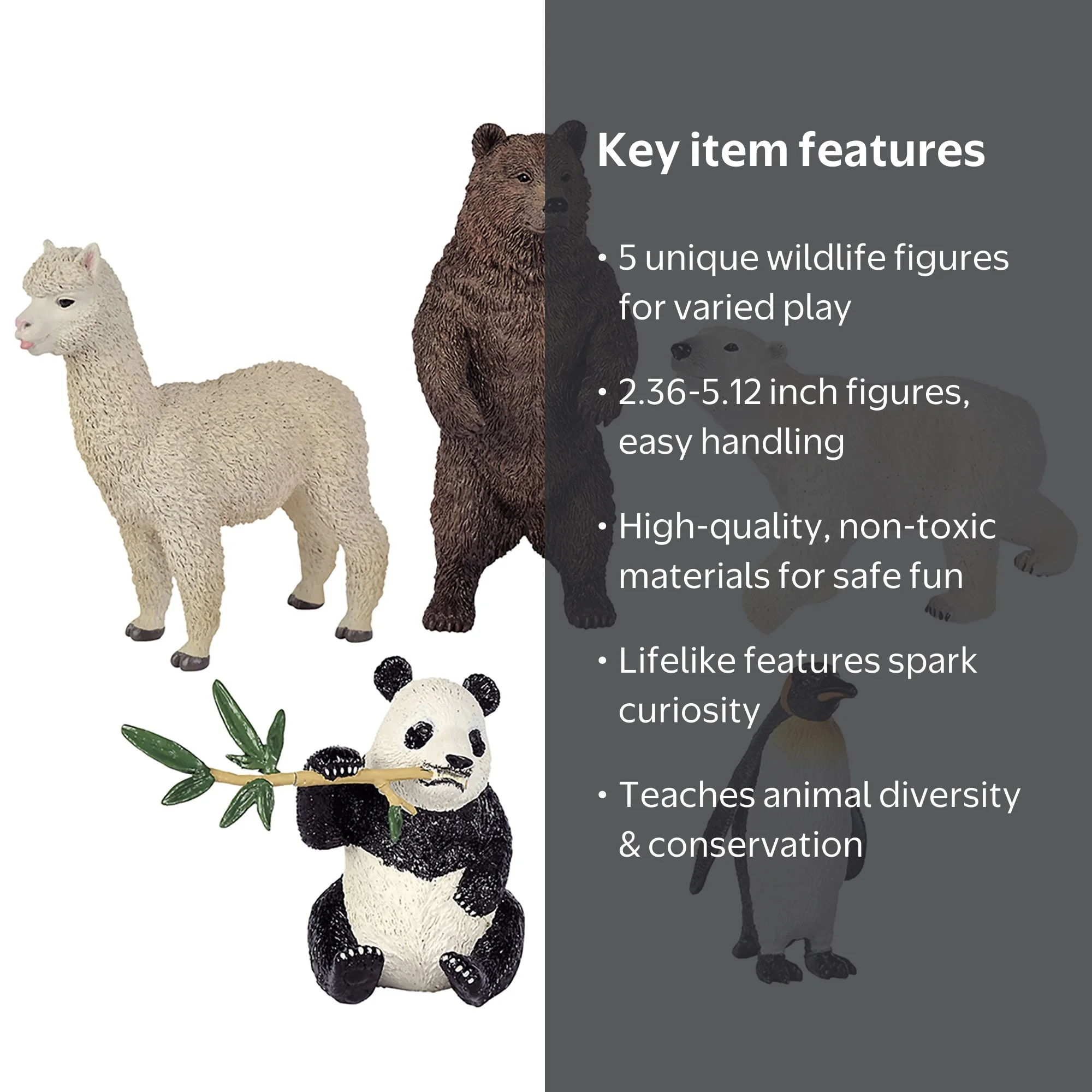 Simba Toys: Wild Animals Set – 5 Wildlife Figures, Brown Bear
